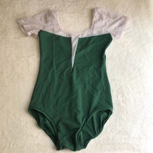 Green Drop-Neckline Ballet Leotard